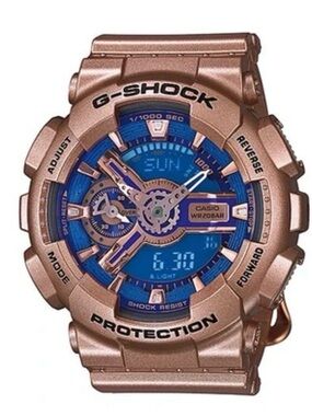 Casio G-Shock S-Series blue face Digital analog Ladies Watch rose gold